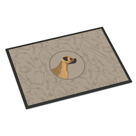 Carolines Treasures 18 x 27 in. Border Terrier in the Kitchen Indoor or Outdoor Mat CK2170MAT